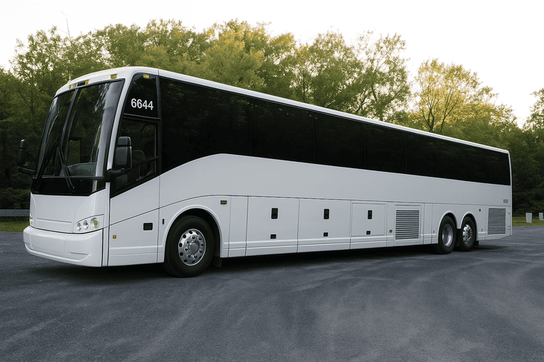 exterior of Charter Bus Rental Pflugerville coach bus